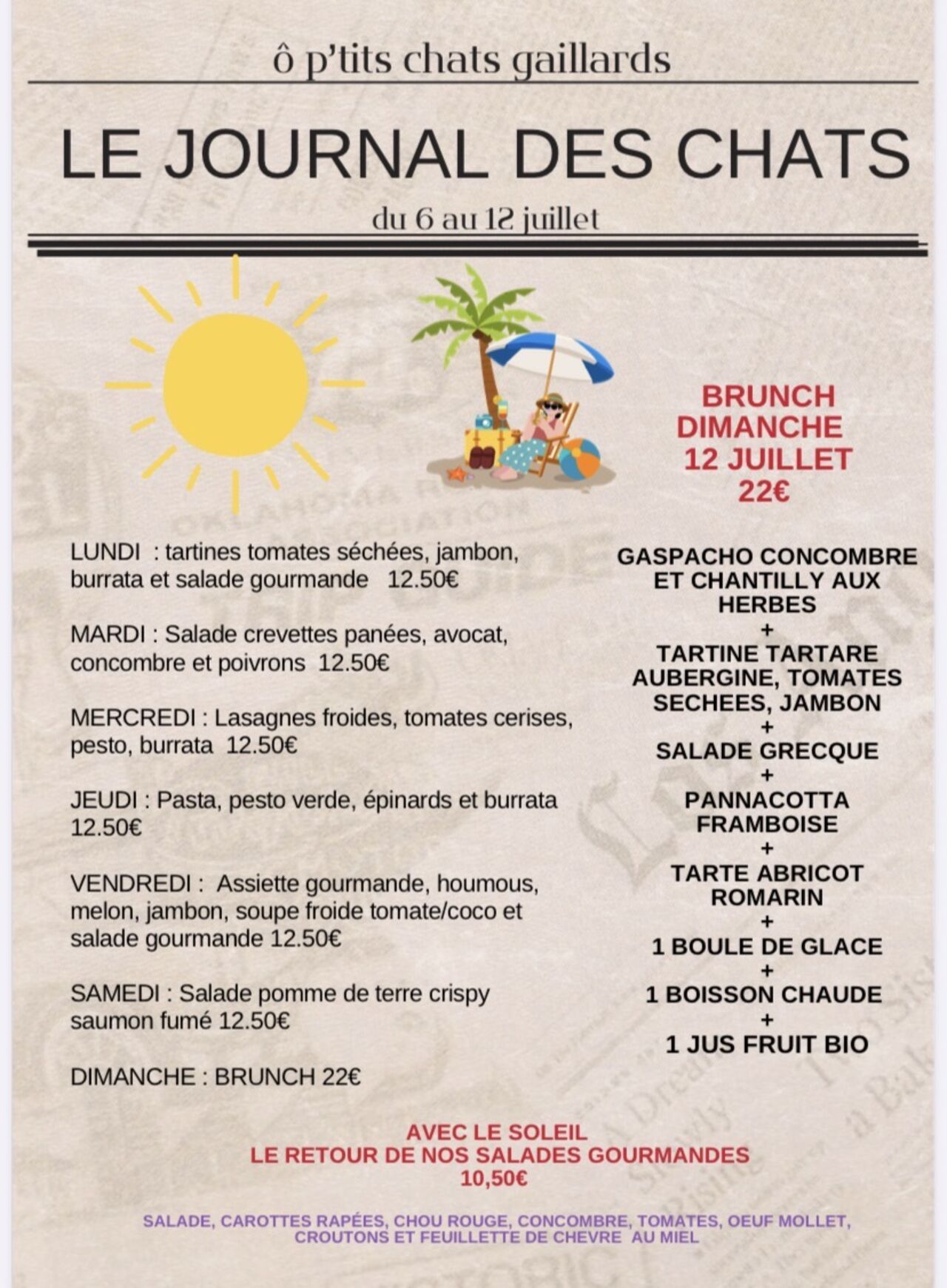 Menu du 6 au 12 juillet