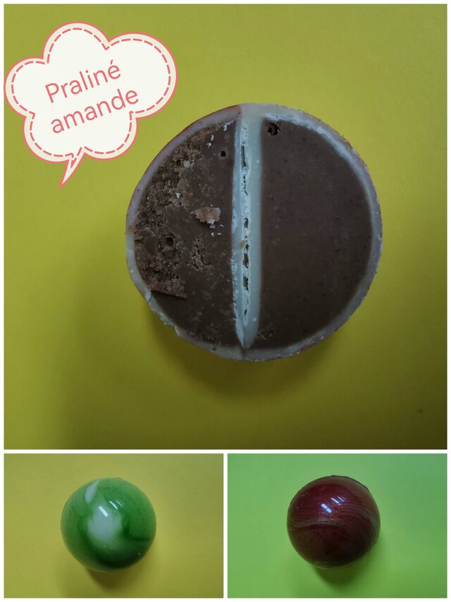 Mini boules de Noël praliné amande/noisette 11.80€ les 150g