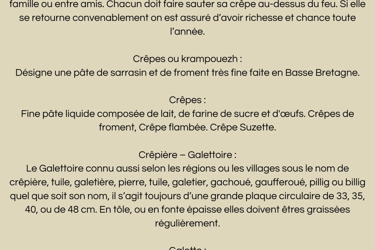 Le lexique spécial crêpes et galettes