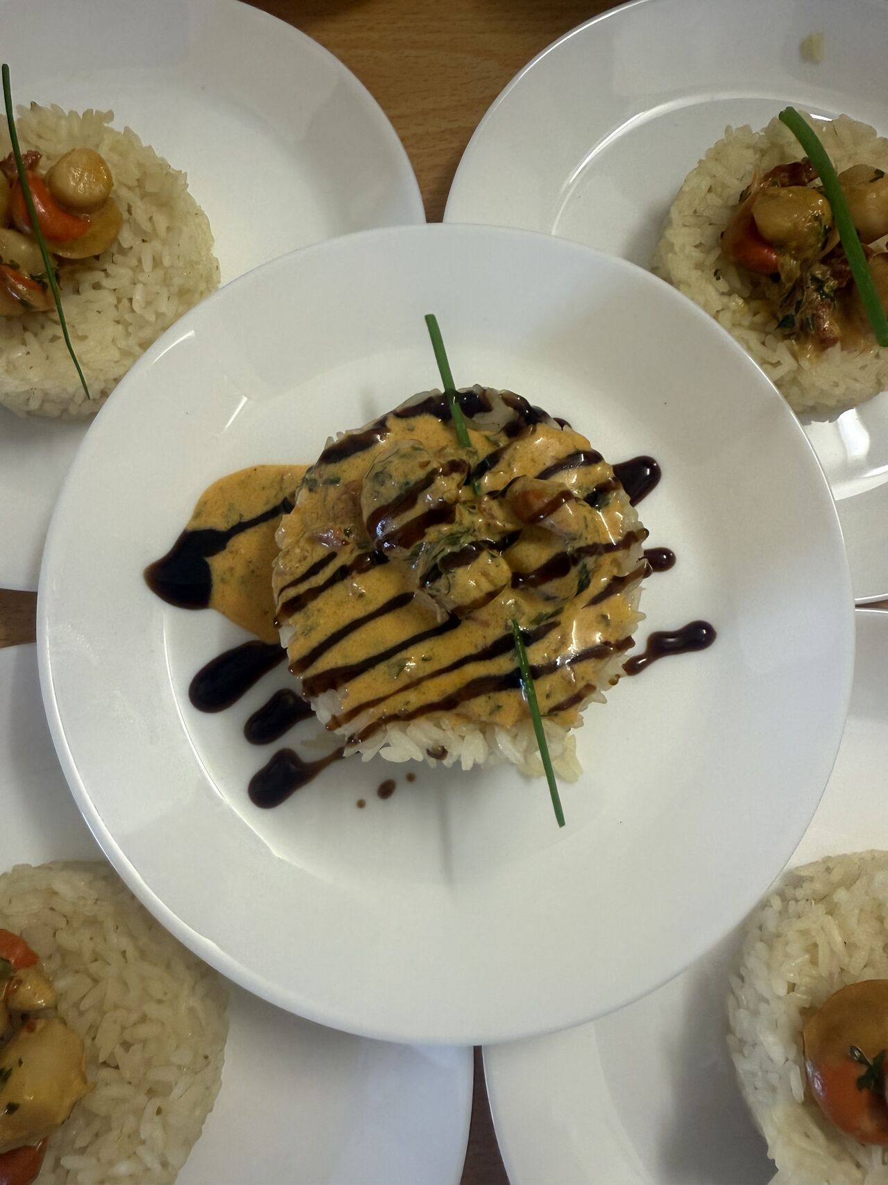 Risotto crémeux, Noix de St Jacques au Chorizo Crispy Sauce nacrée 