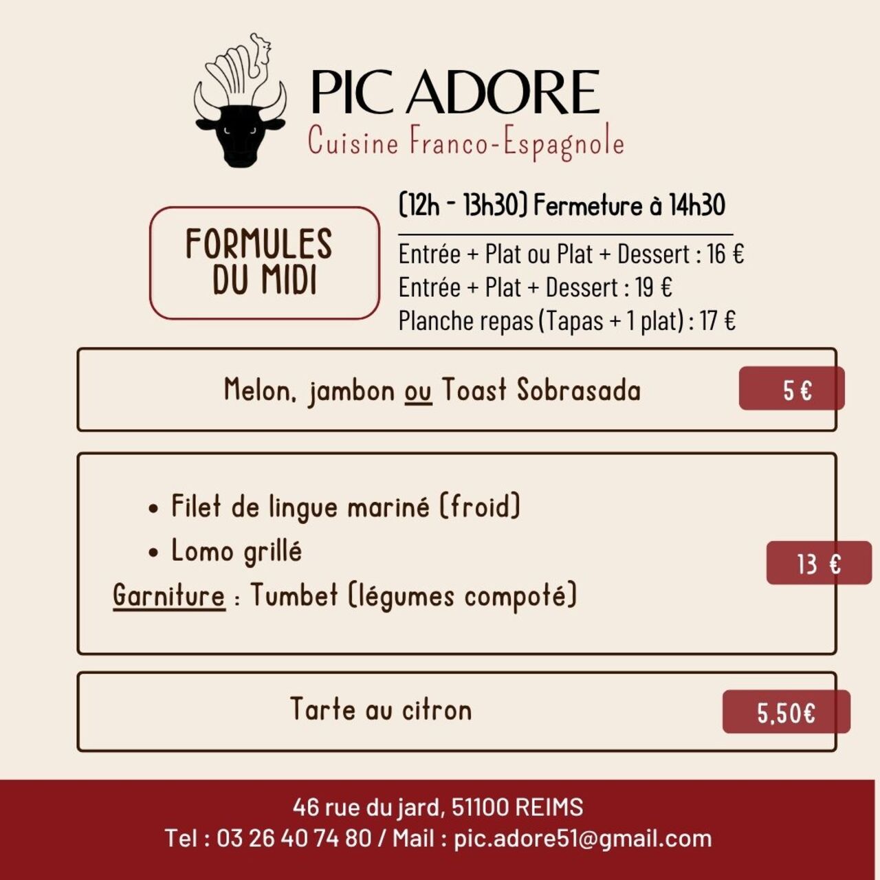 MENU DU MIDI
