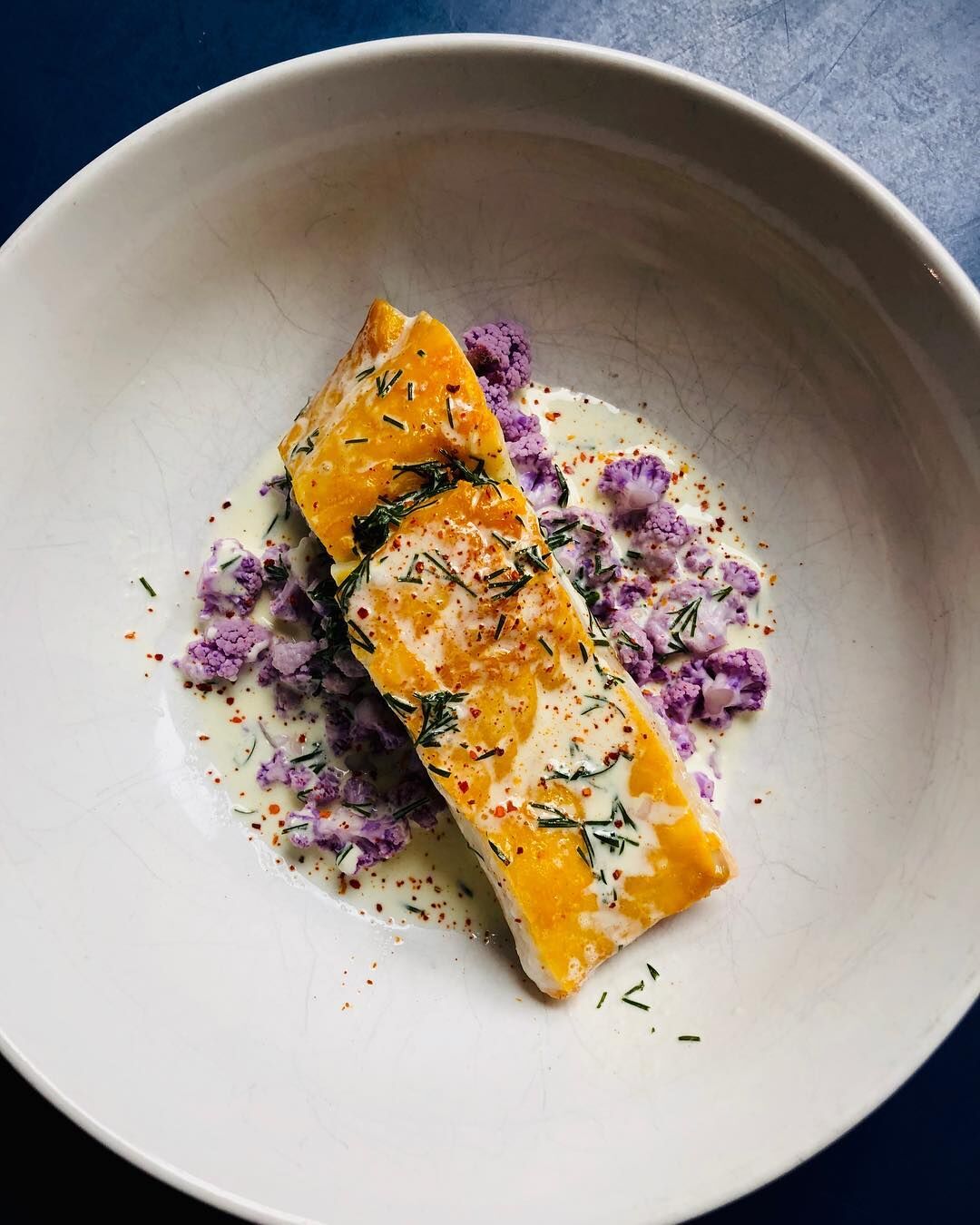 Haddock, chou fleur violet et crème d’aneth