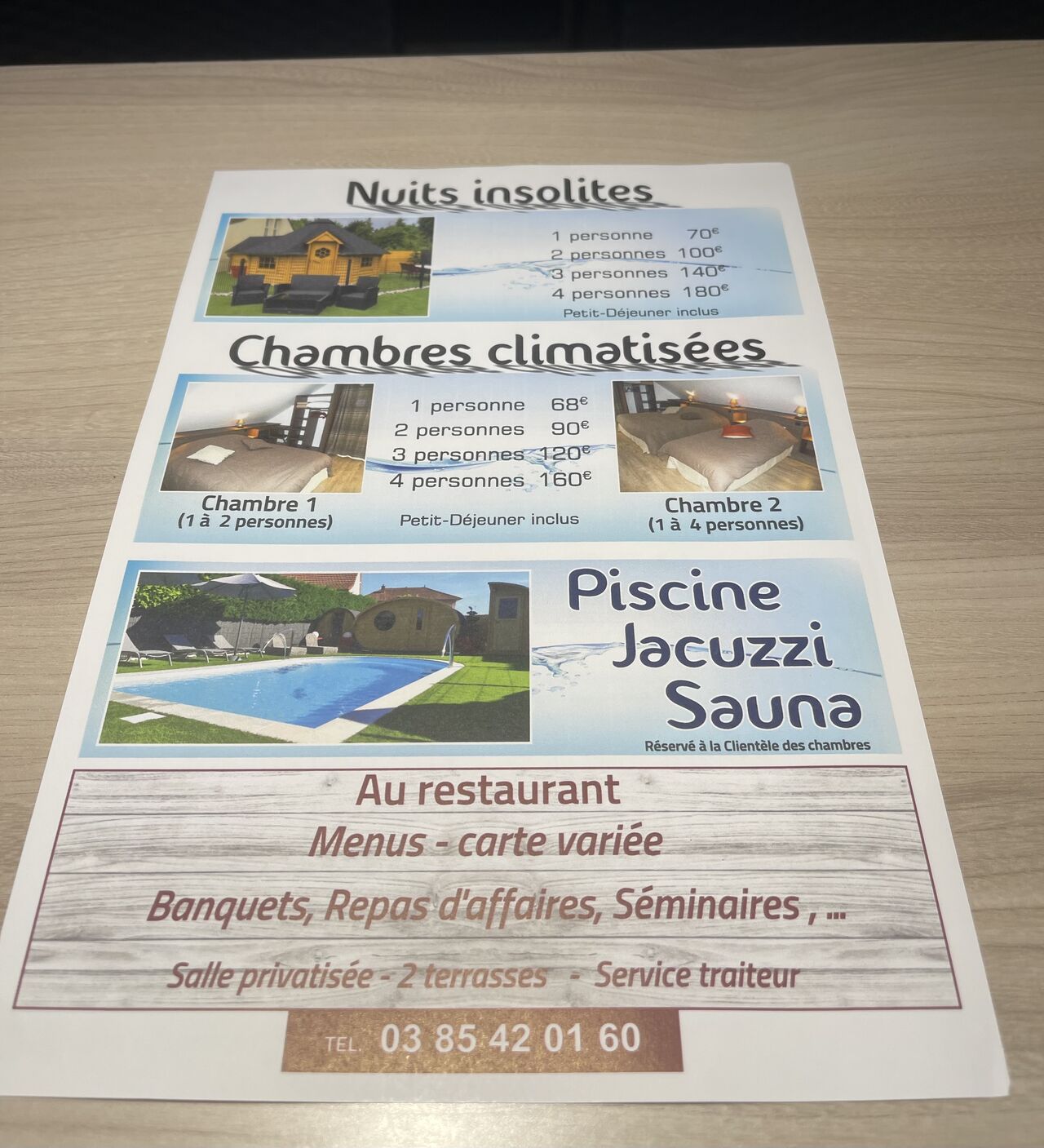 Tarifs chambres et chalet 