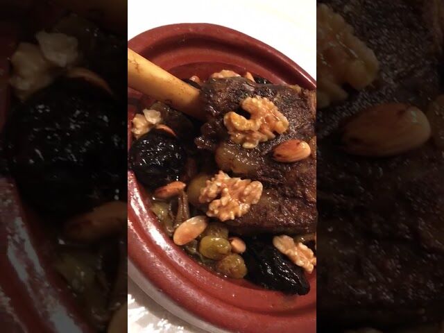 Tajine aux jarets d'agneau, au miel et aux fruits secs
