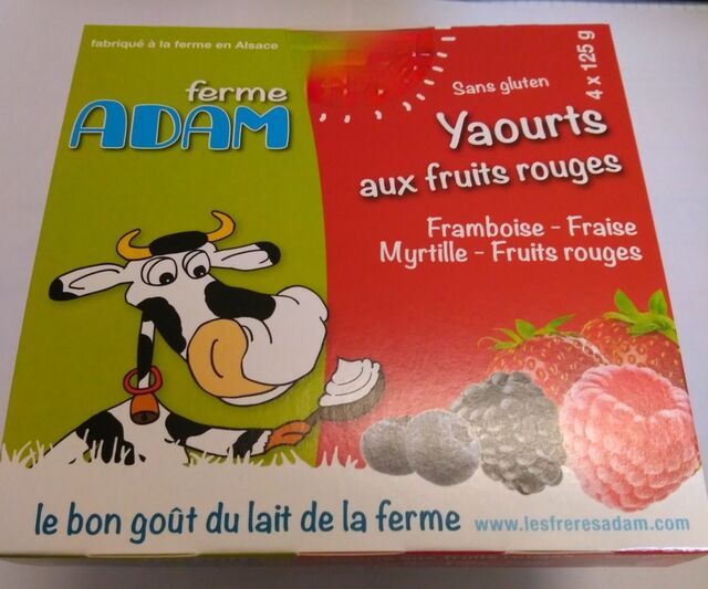 Yaourts aux fruits rouges Ferme Adam - 4x125gr - 2,29€