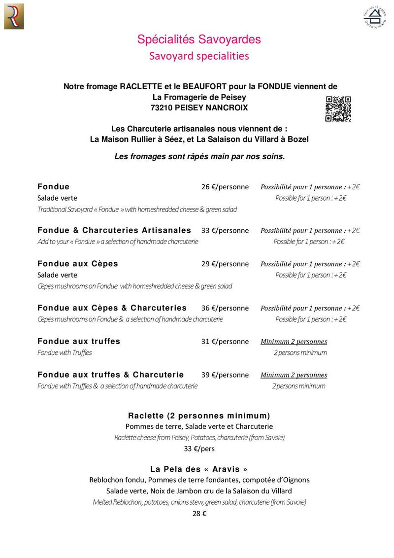 Spécialités Savoyardes