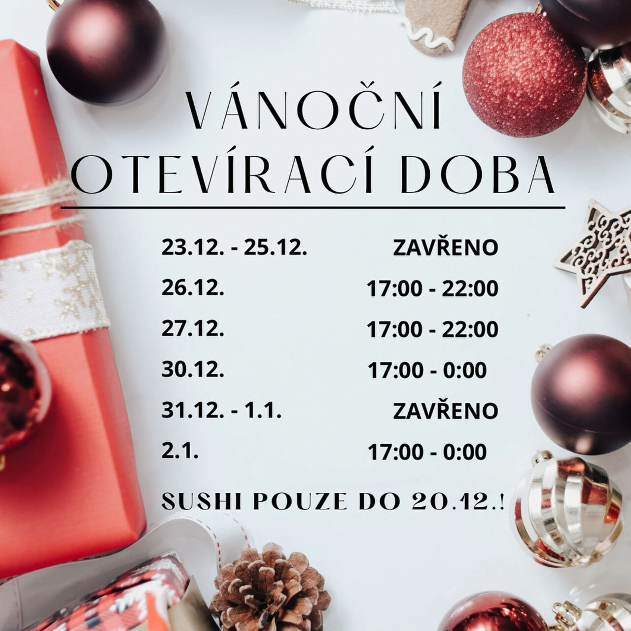 Vánoční otevírací doba