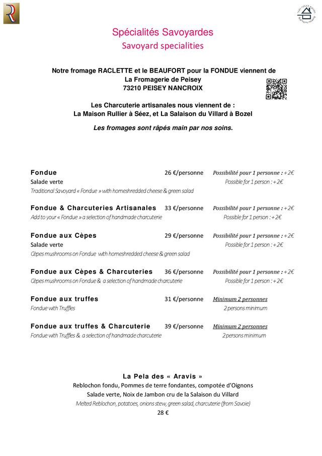 Spécialités Savoyardes