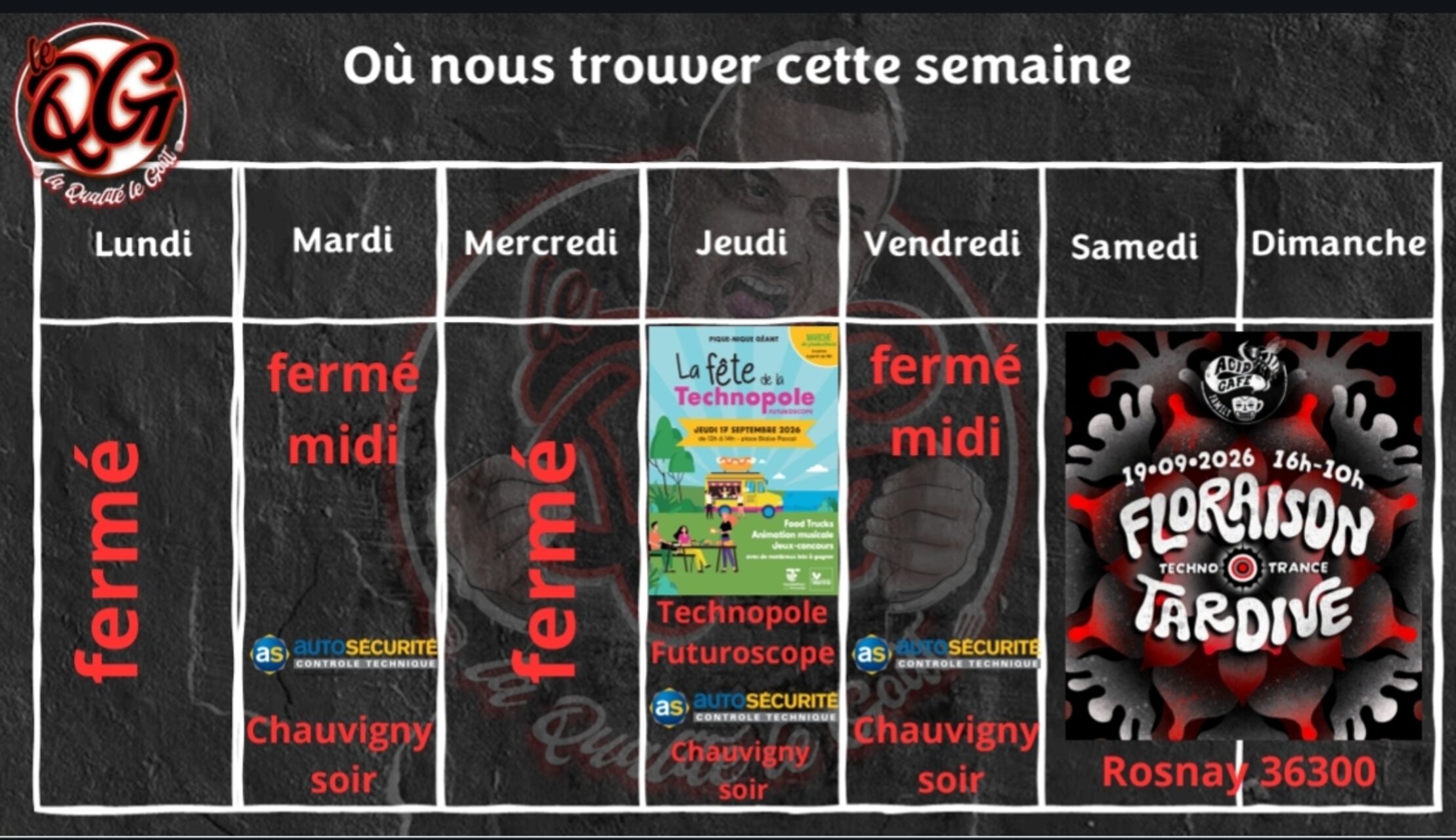 Planning du 14 septembre au 20 septembre