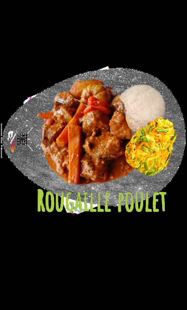 rougaille cest  une sauce tomate avec herbe fraiche avec ces épice non pimenté cuite avec du poulet saucisse ,viande ,poisson 
