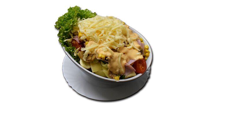 Extra saláta / Extra salad (lettuce, ham, maize, mushroom, vegetables, cheese, sauce)