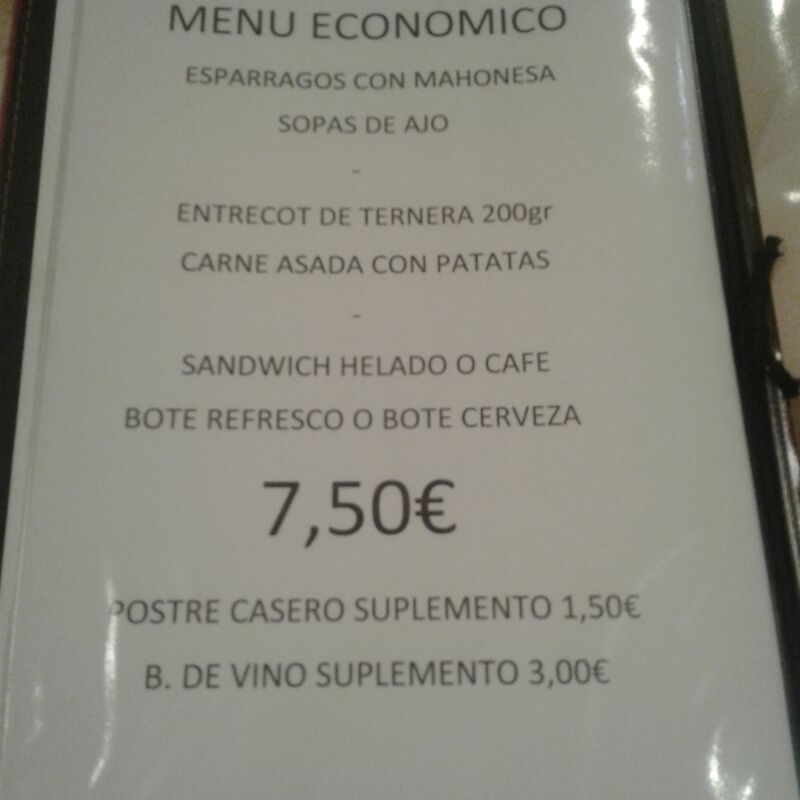 Menu economico de 13:00h a 16:00h por 7,50€