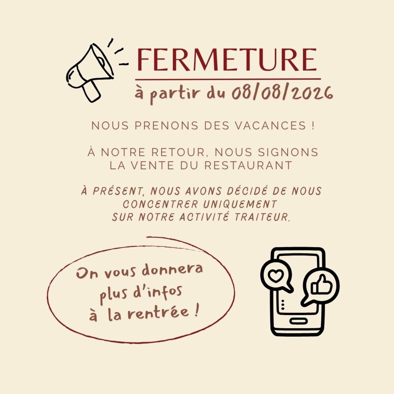 FERMETURE EXCEPTIONNELLE