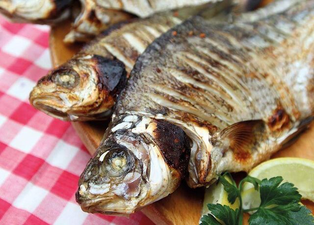 Kemencében sült pisztráng