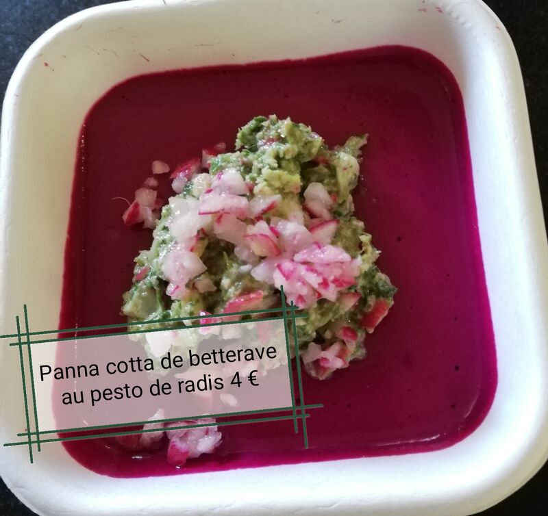 Panna cotta de betteraves au pesto de radis
Au menu du 11 juin 2021 chez Bio'Venue chez nous
