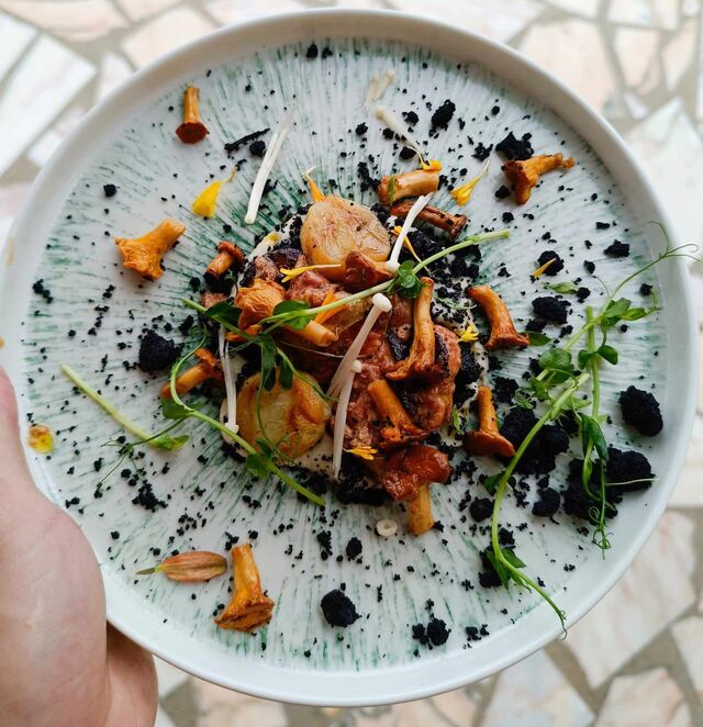 Foie gras de canard, champignons et céleri 