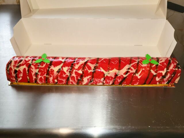 Bûche de Noêl marbré or 