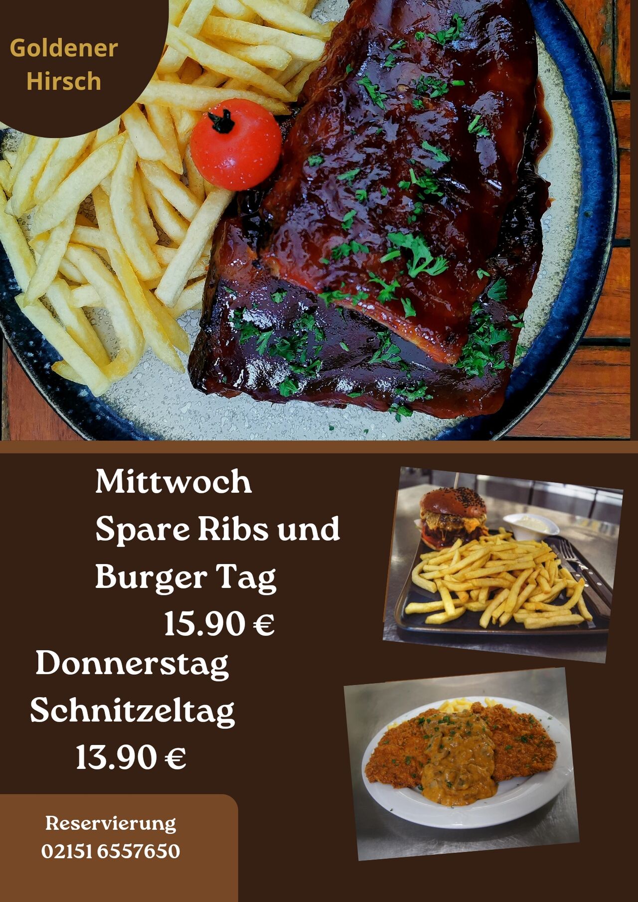 Burger/Spare Ribs und Schnitzel Tag