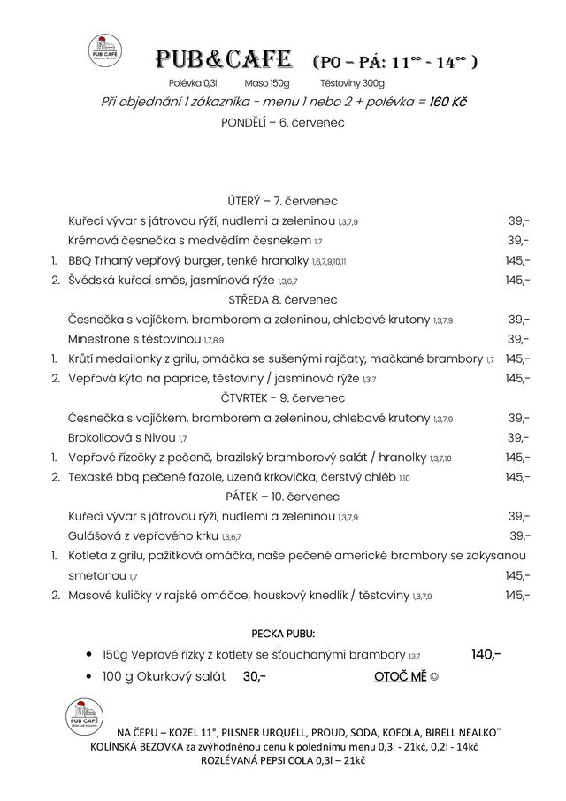 Denní menu od 7. červenec