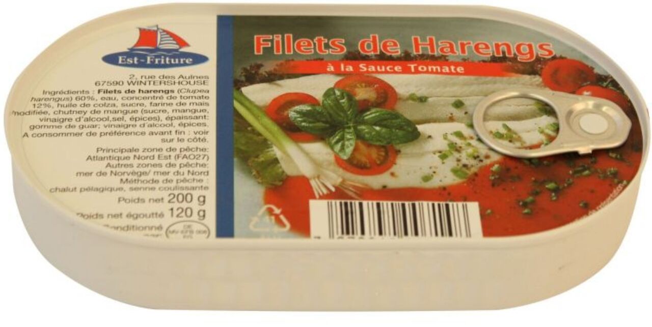 Boîte filets de hareng sauce tomate - 2,22€