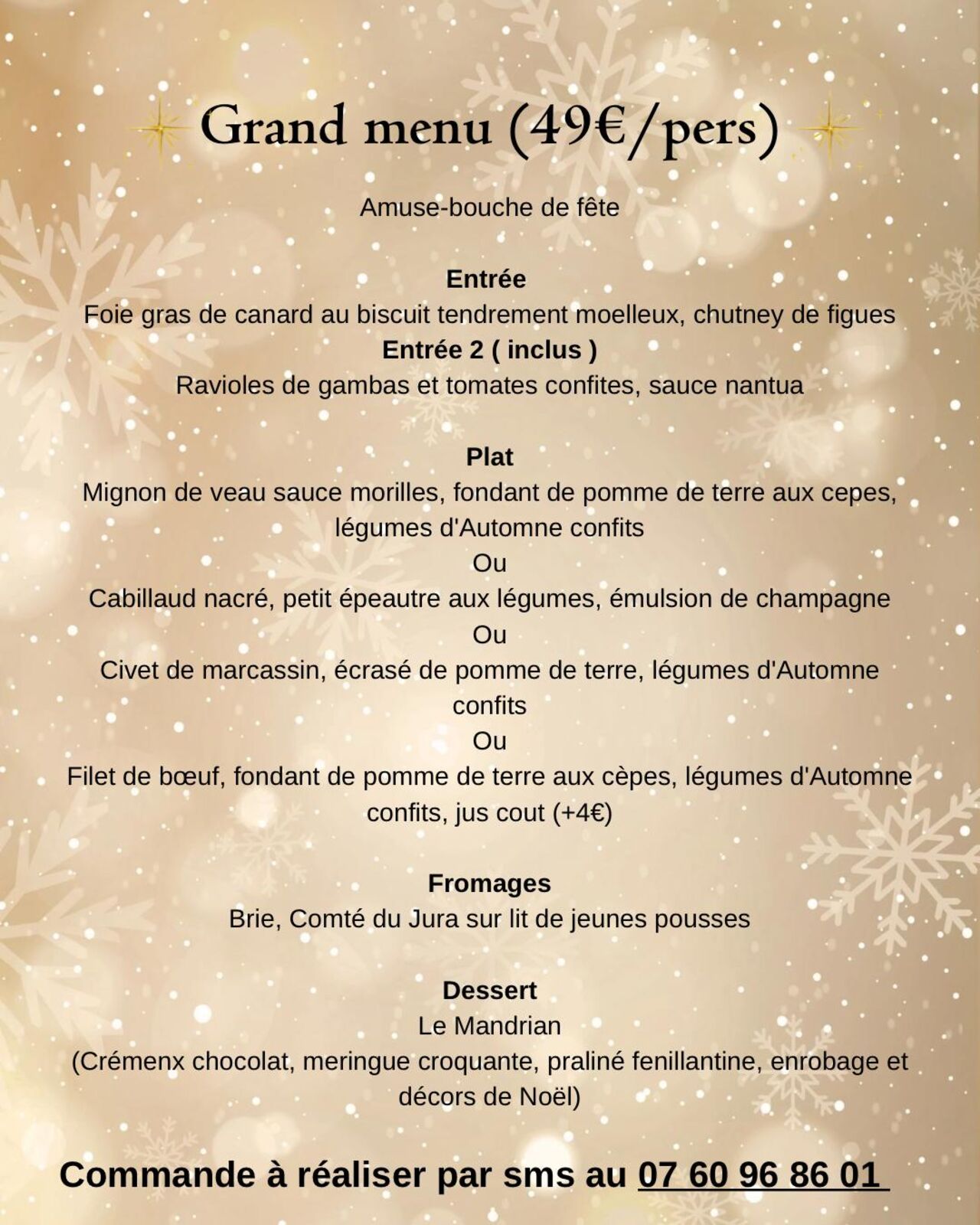 Grand menu à emporter