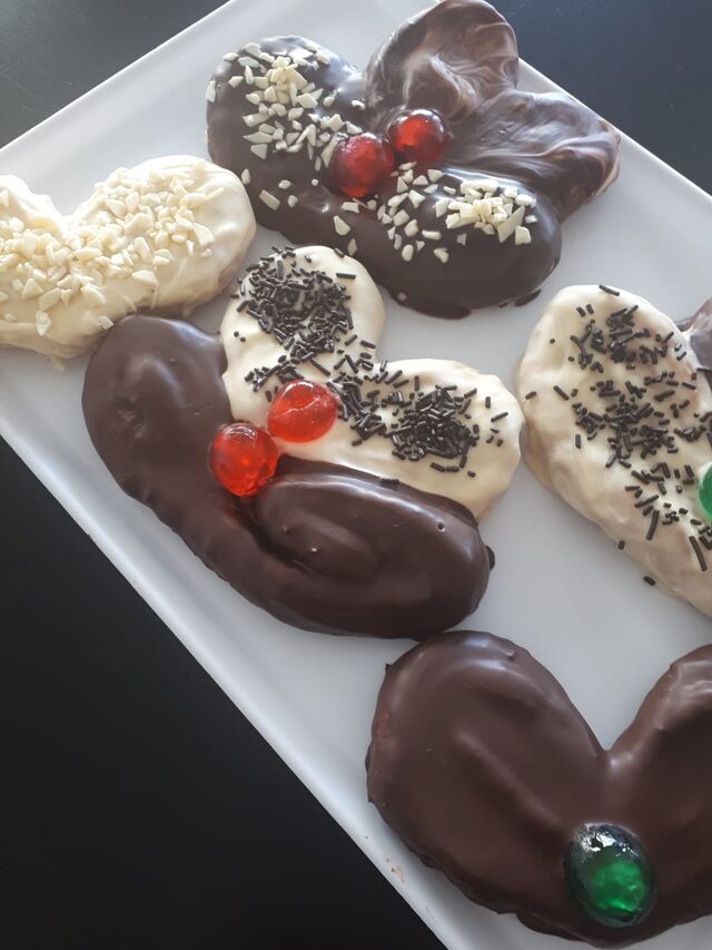 Palmeras de chocolate blanco y negro 