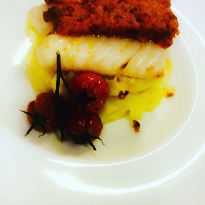 Dos de cabillaud en croûte de chorizo et parmesan