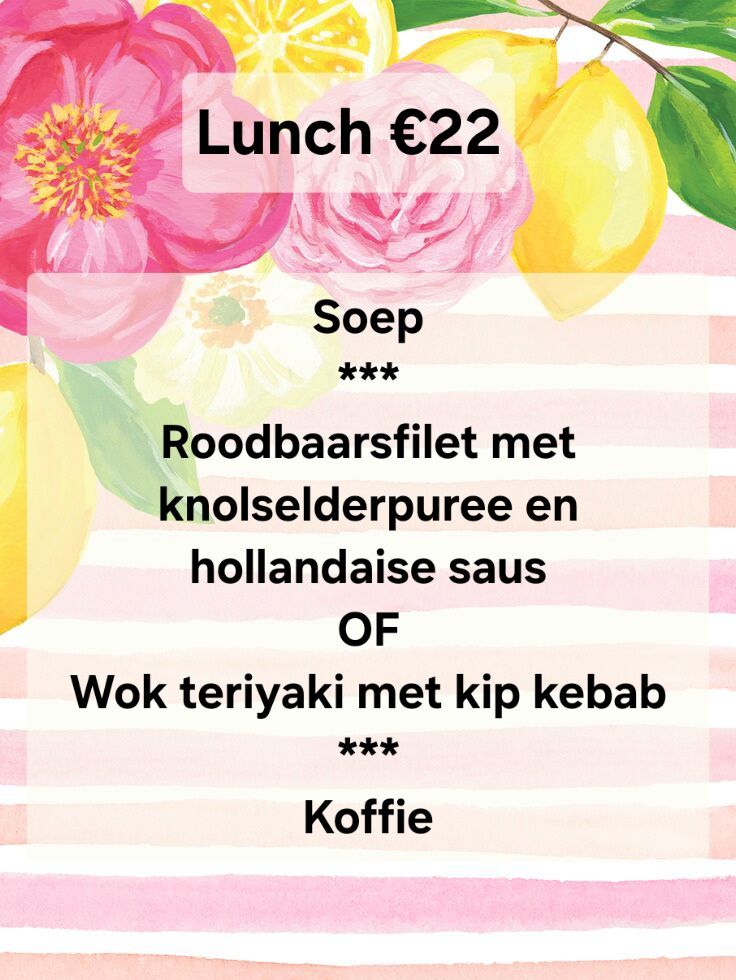 Lunch van woensdag 27 mei tem zondag 31 mei