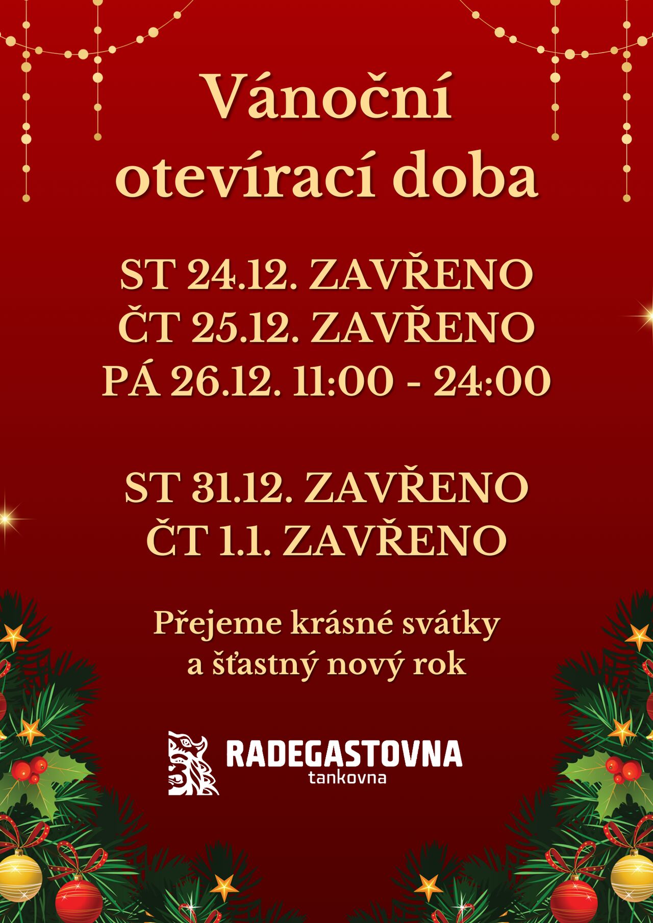 Vánoční otevírací doba