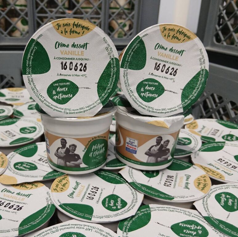 crème dessert vanille fabriqué dans notre ferme avec le bon lait de nos vaches.