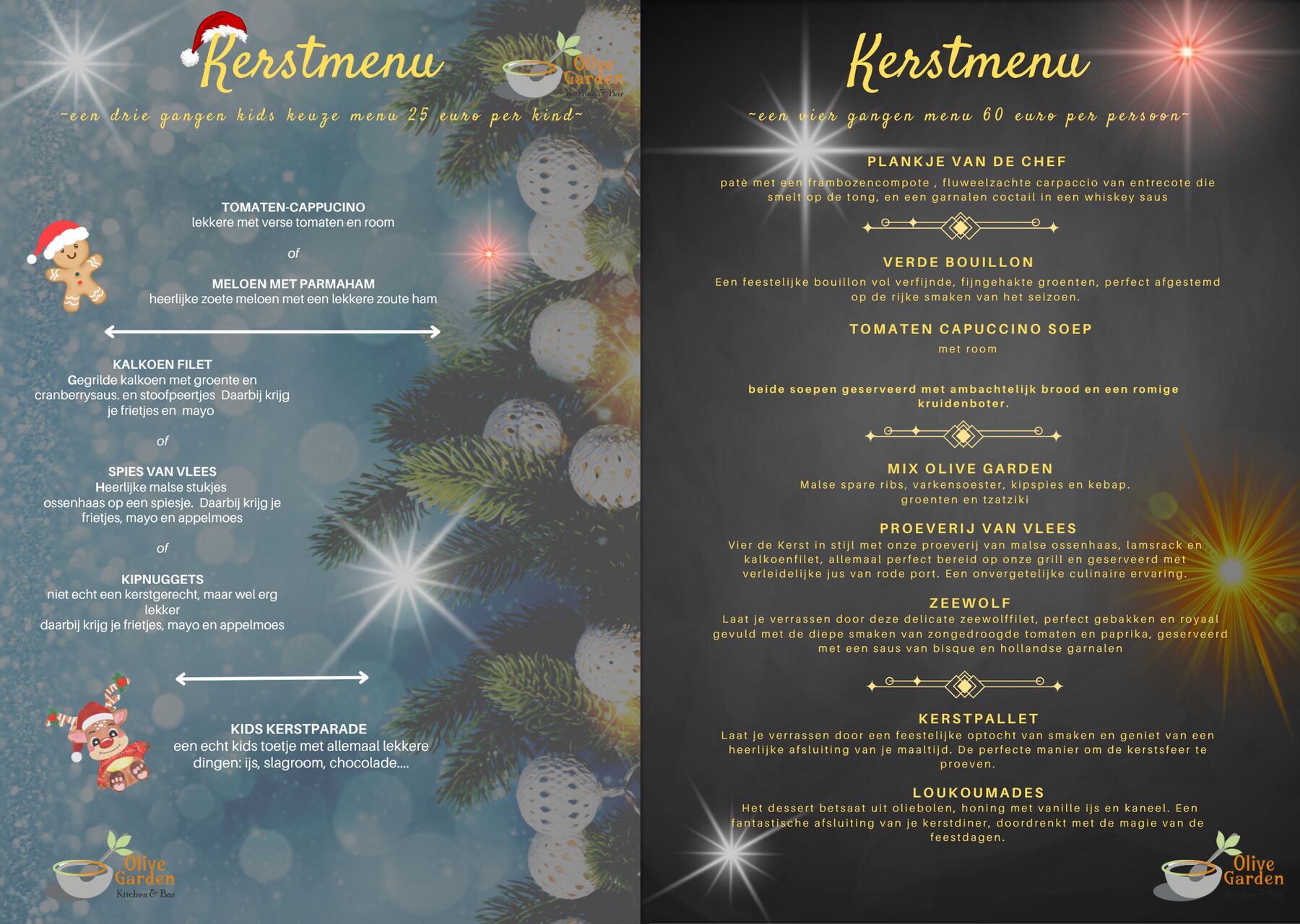 kerst 4-gangen keuzemenu