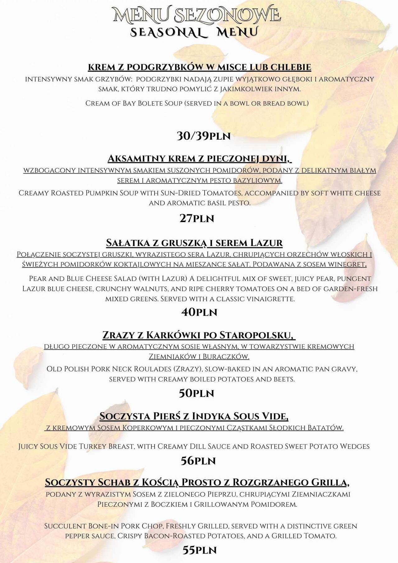 Menu jesień 2025
