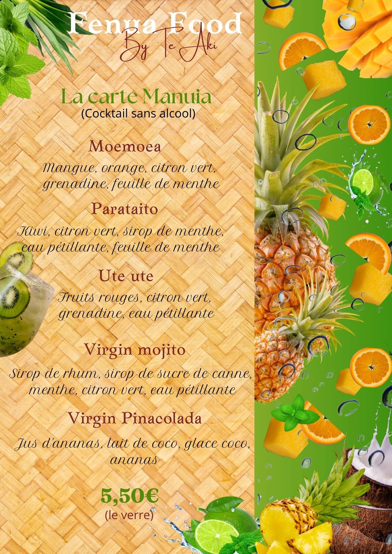 Des boissons rafraîchissantes et savoureuses ajouteront une touche d'exotisme à ton repas.