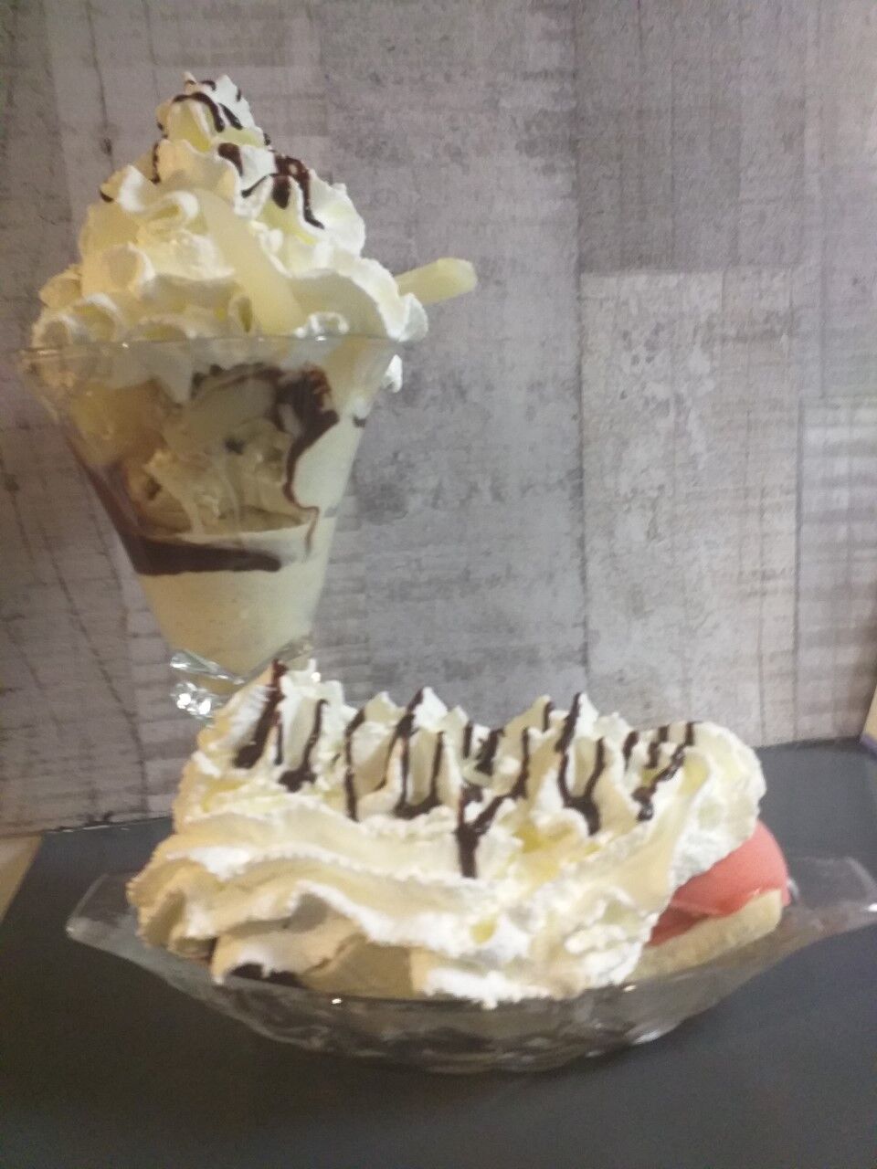 Poire belle Hélène et Banana split