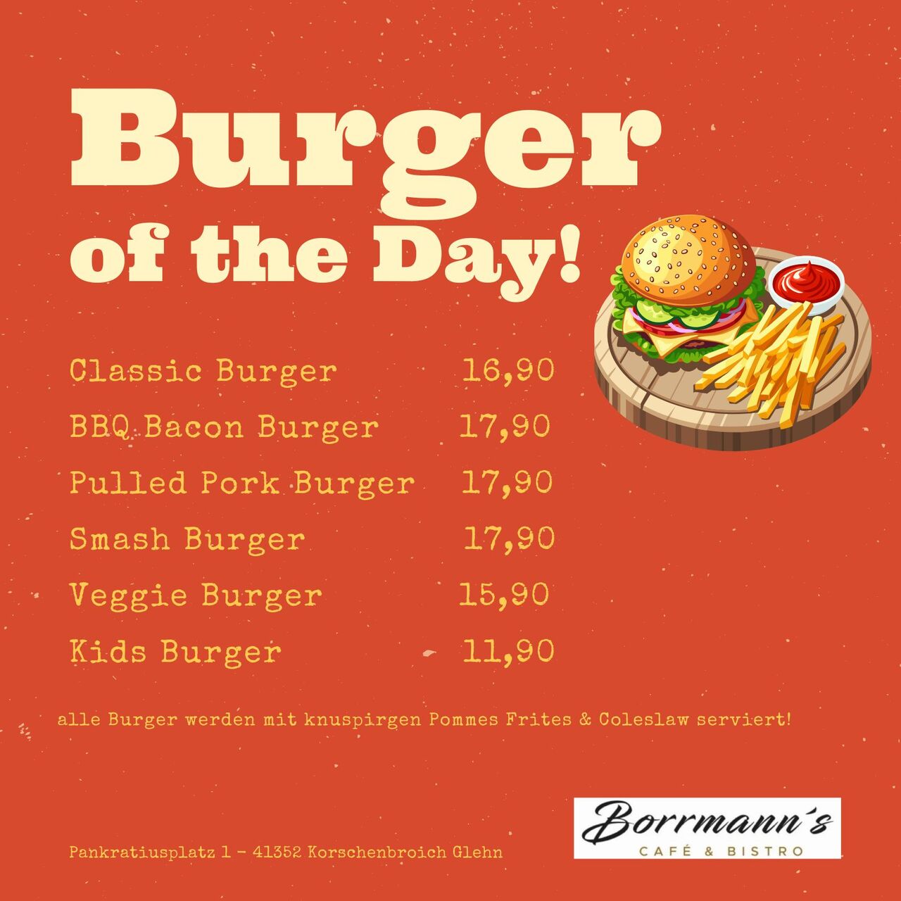 Burger Beats Bear Burger Karte