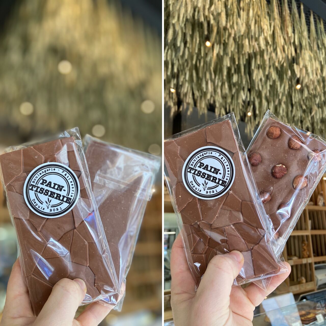 Nos tablettes au chocolat au lait 36%:
- nature
- noisettes