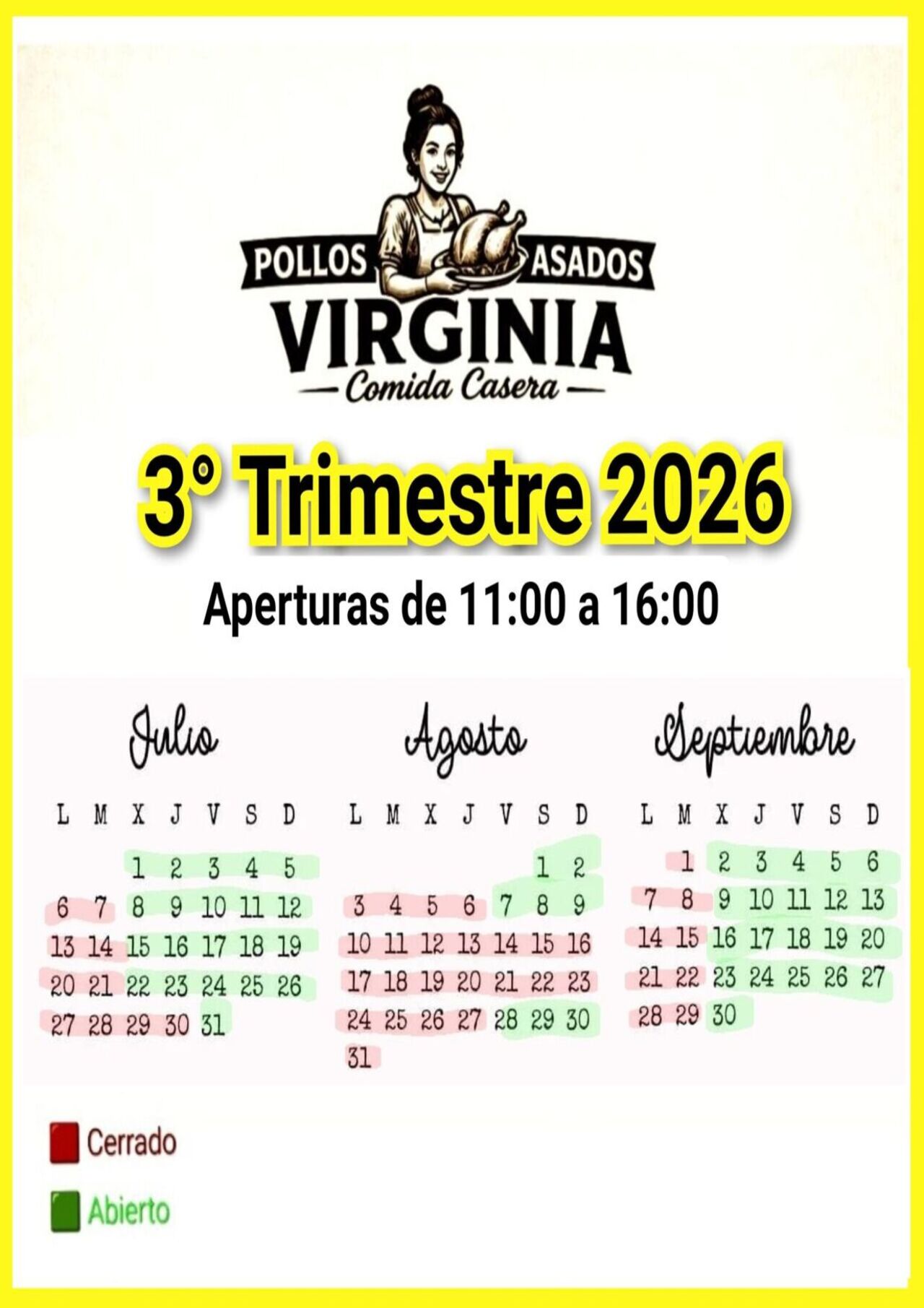 Calendario de aperturas