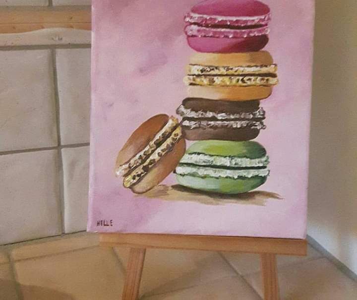 Peinture de mes macarons réalisés par une artiste