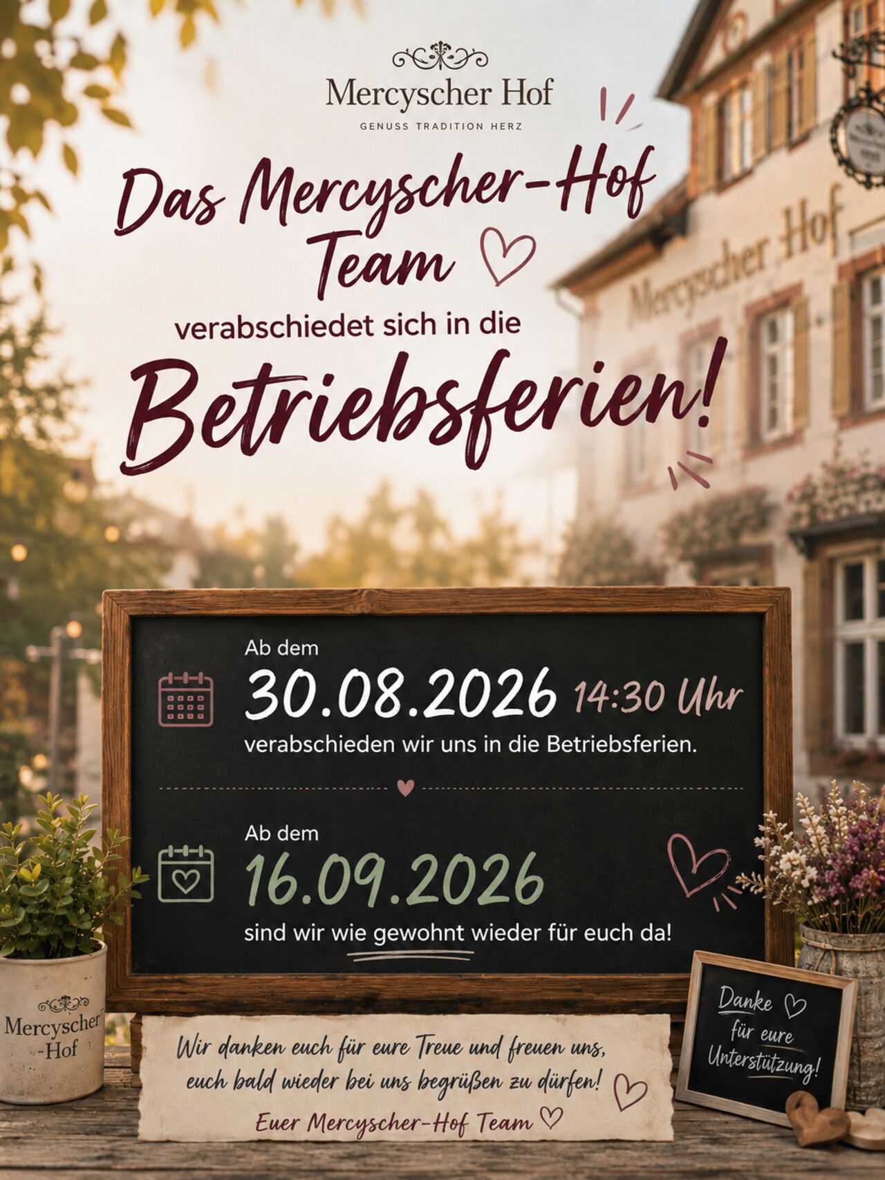 Wir machen Betriebsferien 🍀