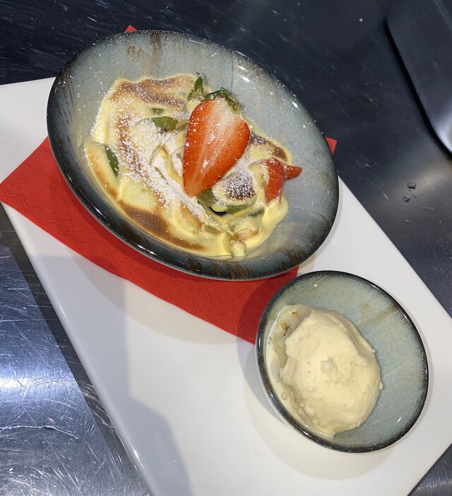 Gratinierten Früchte mit Vanilleeis