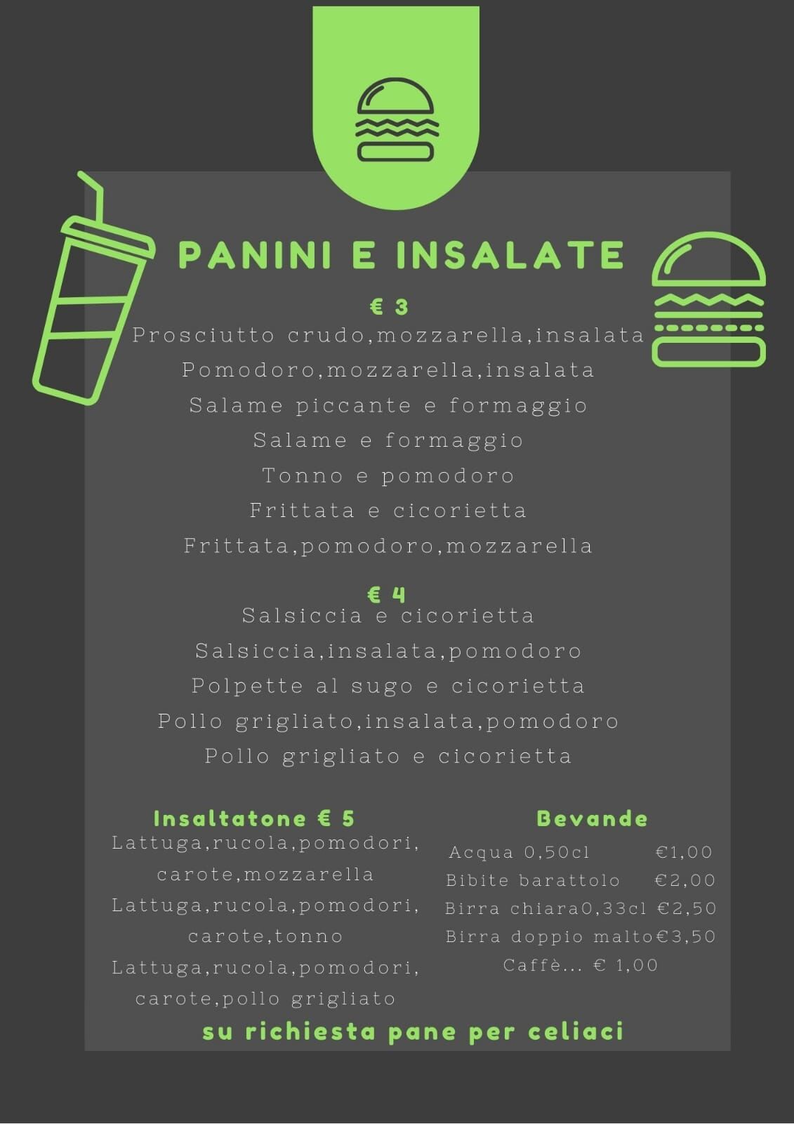 Panini e insalatone da asporto 