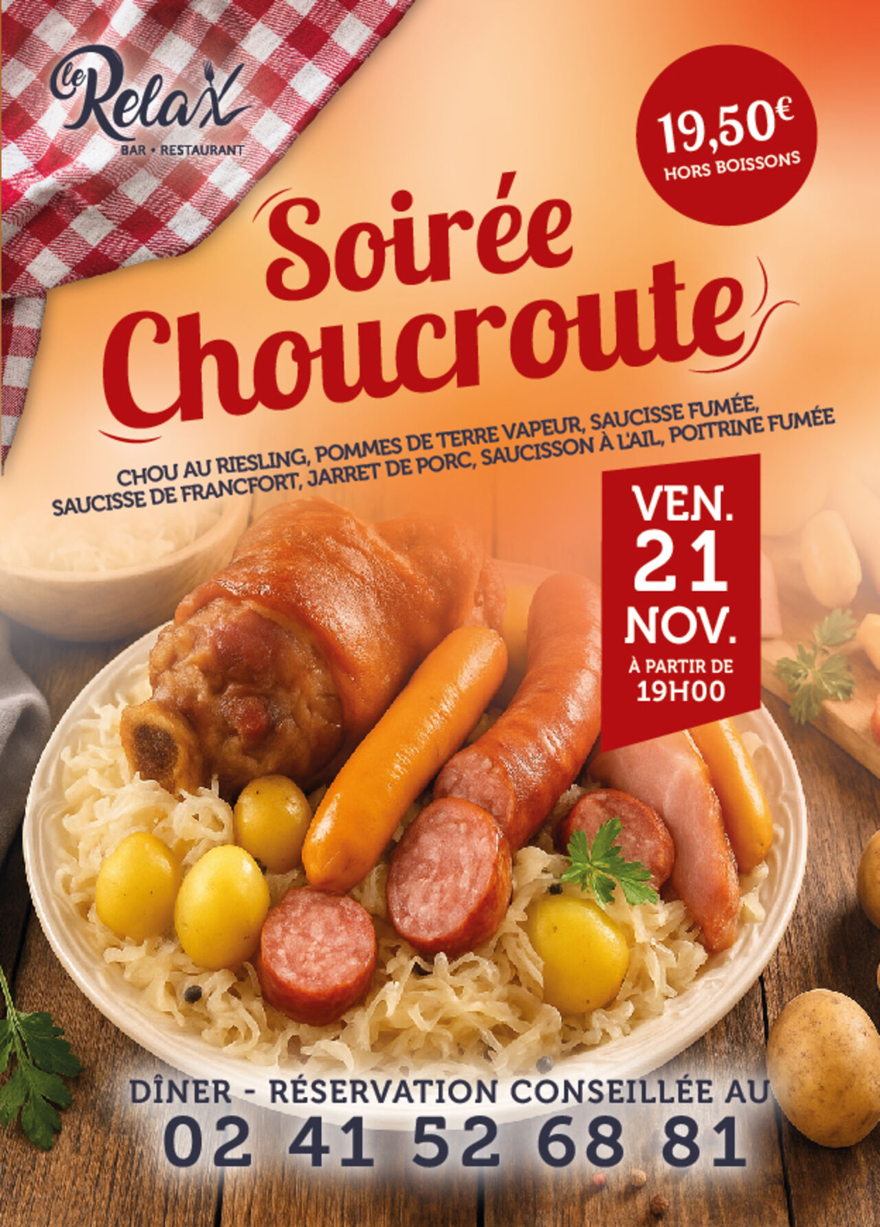 Soirée Alsacienne - Choucroute du Relax : vendredi 21 novembre