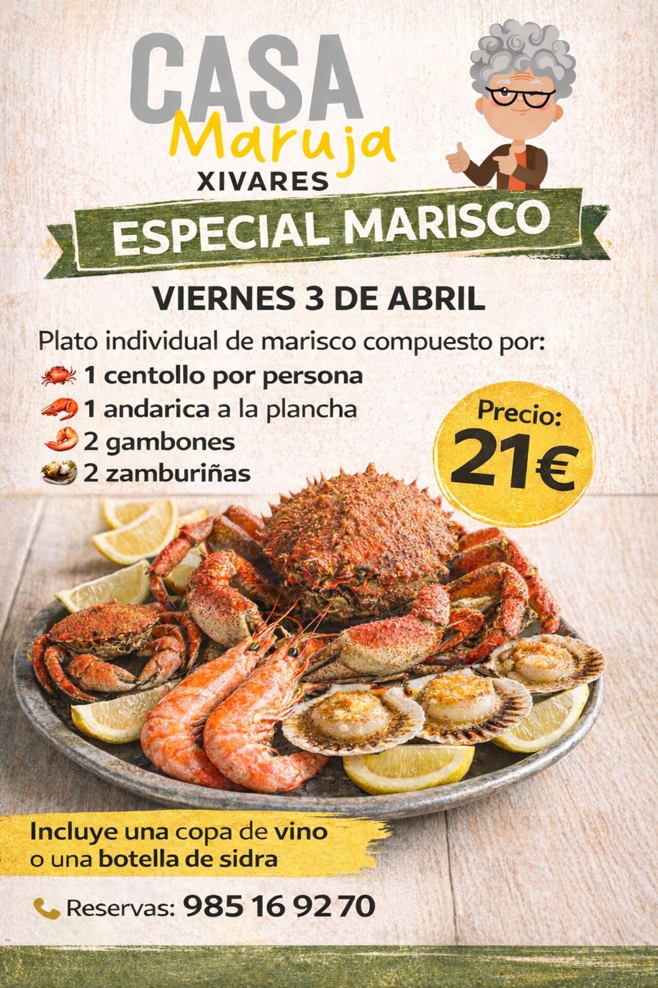 Especial Marisco en Casa Maruja Xivares viernes 3 de Abril
