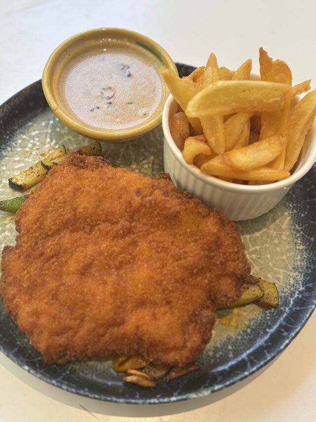 Escalope de cerdo con salsa chapiñones
