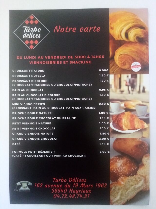 Viennoiseries du lundi au vendredi de 5h00 à 14h00