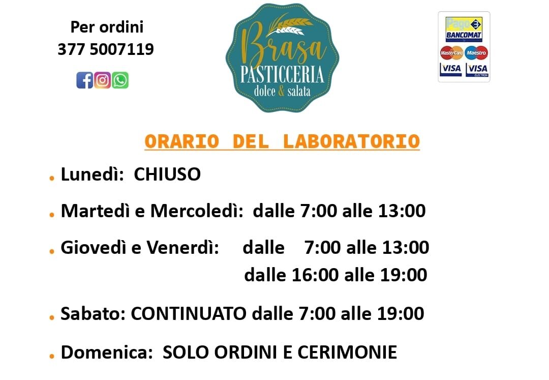 L'orario varia nei periodi di festività - controlla le nostre pagine social o chiamaci