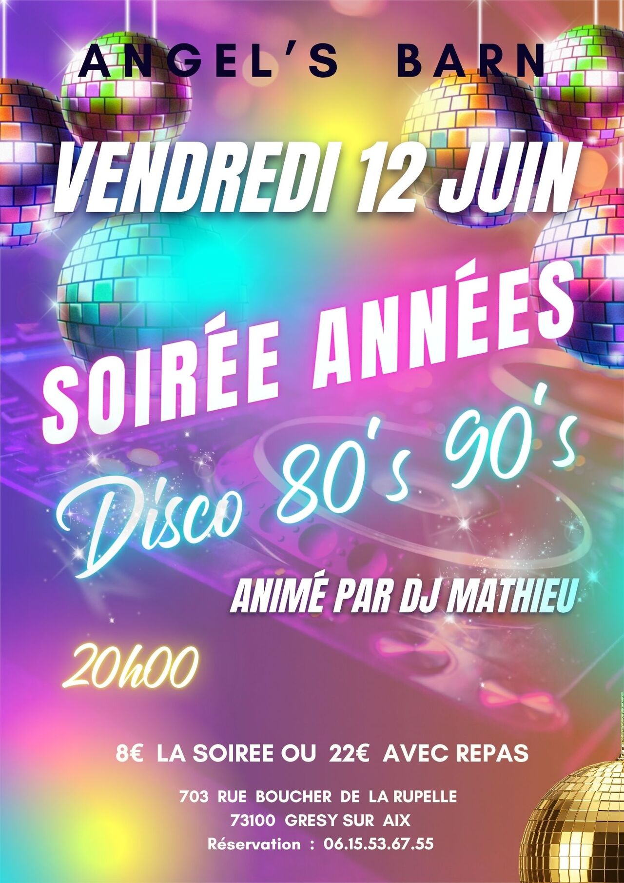 VENDREDI 12 JUIN : SOIREE DISCO ANNEES 80 ET 90 PAR DJ MATHIEU
