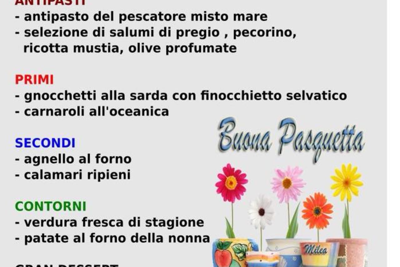 MENU DI PASQUETTA 2018