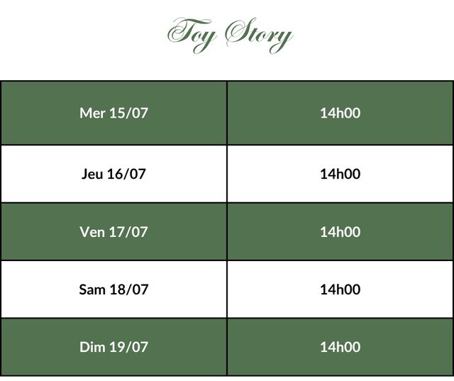 Toy Story 5 - Horaires