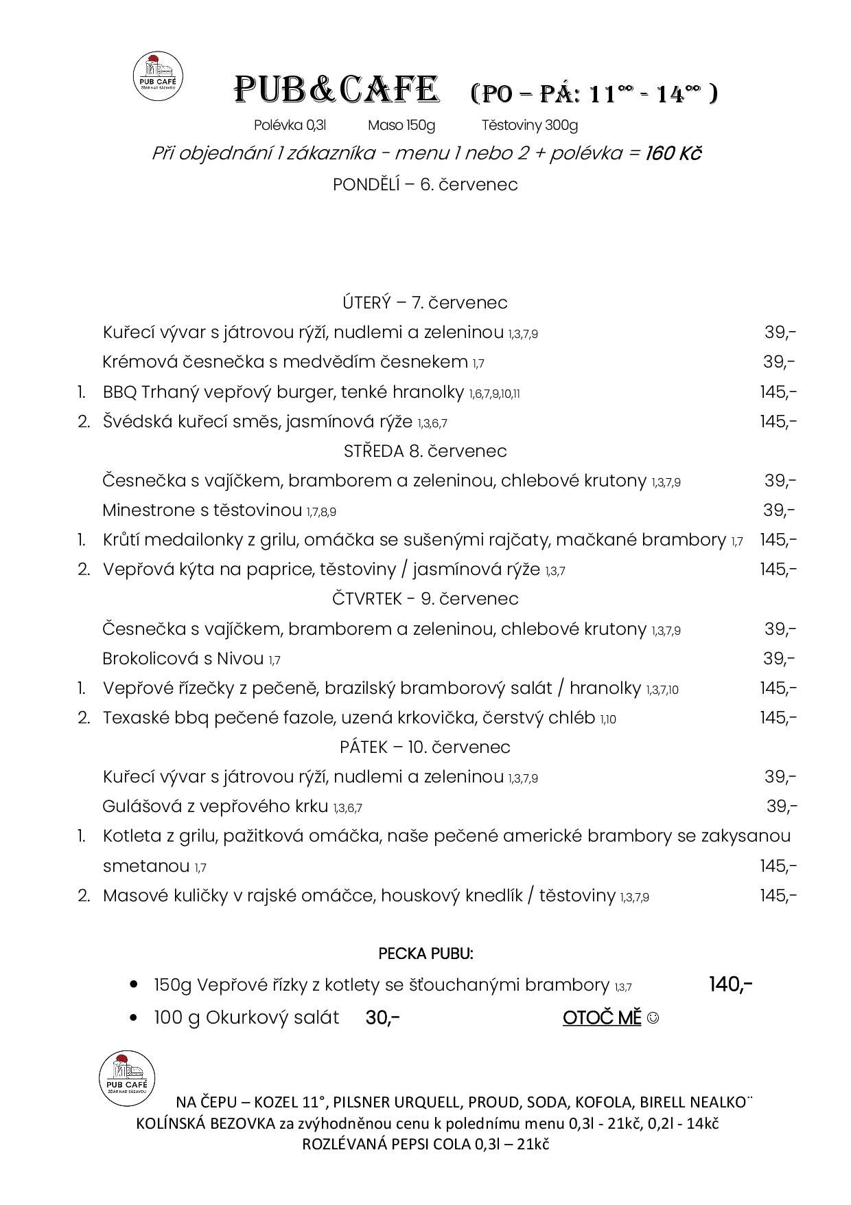 Denní menu od 7. červenec